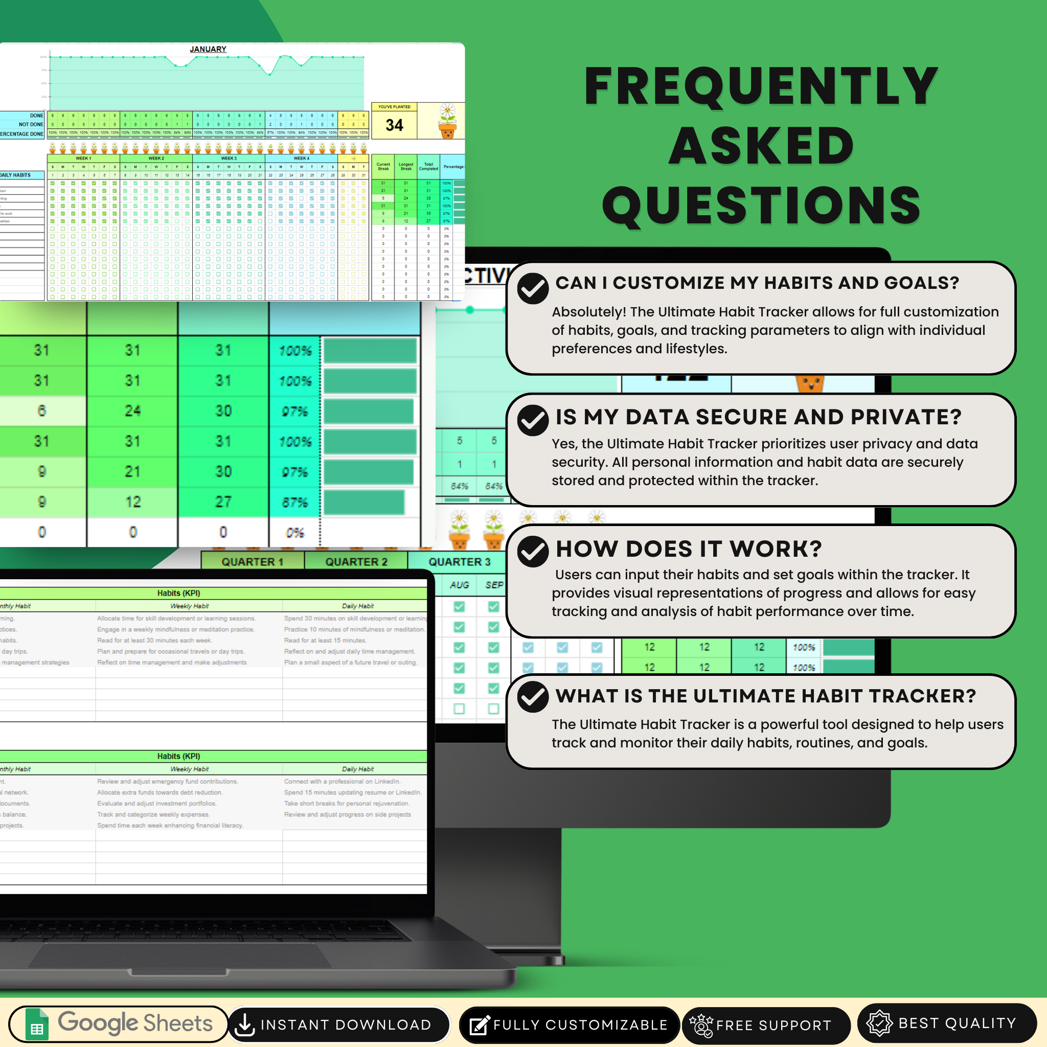 Ultimate Habit Tracker Green – Reach Your Goals with Daily Tracking