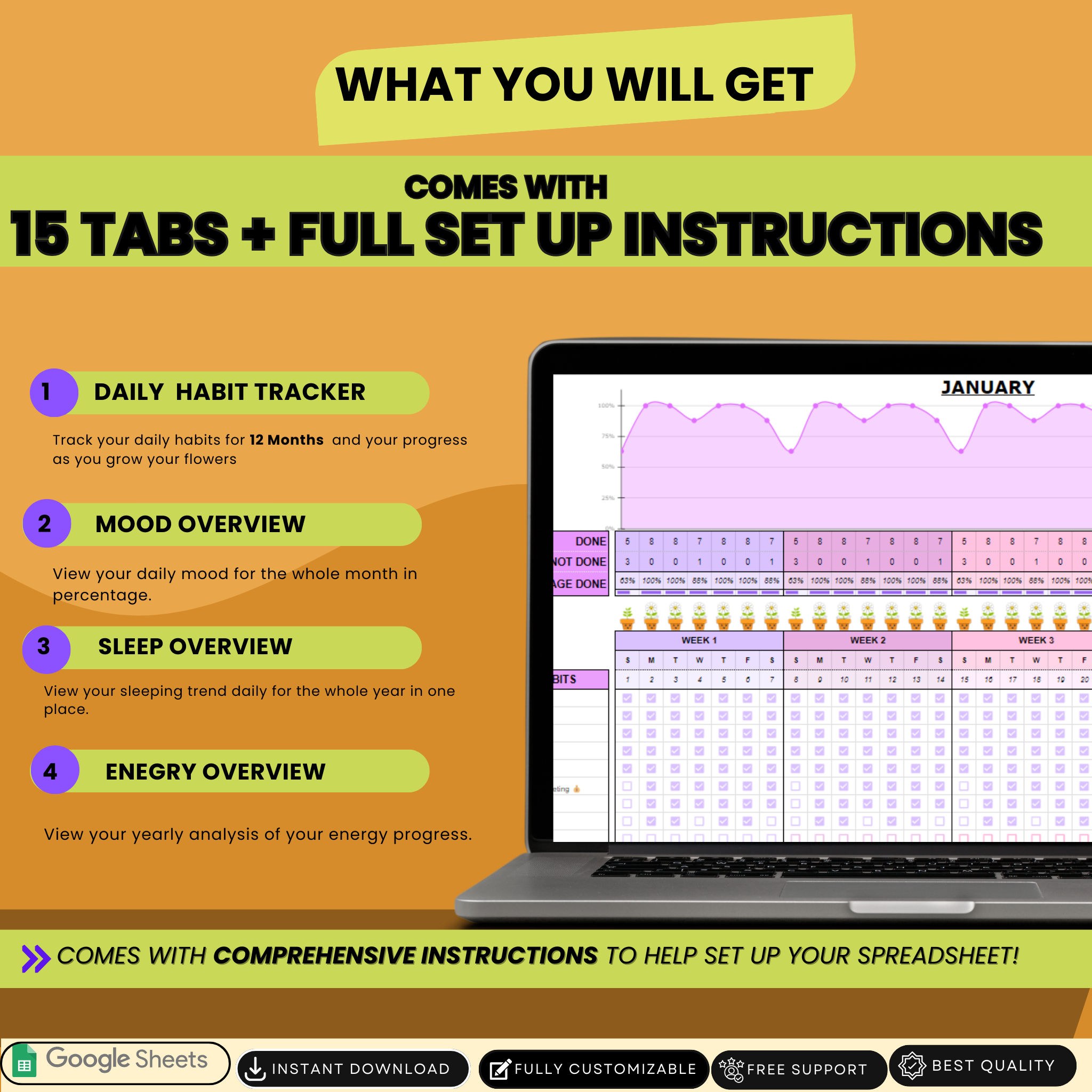 Ultimate Habit Tracker Purple – Reach Your Goals with Daily Tracking