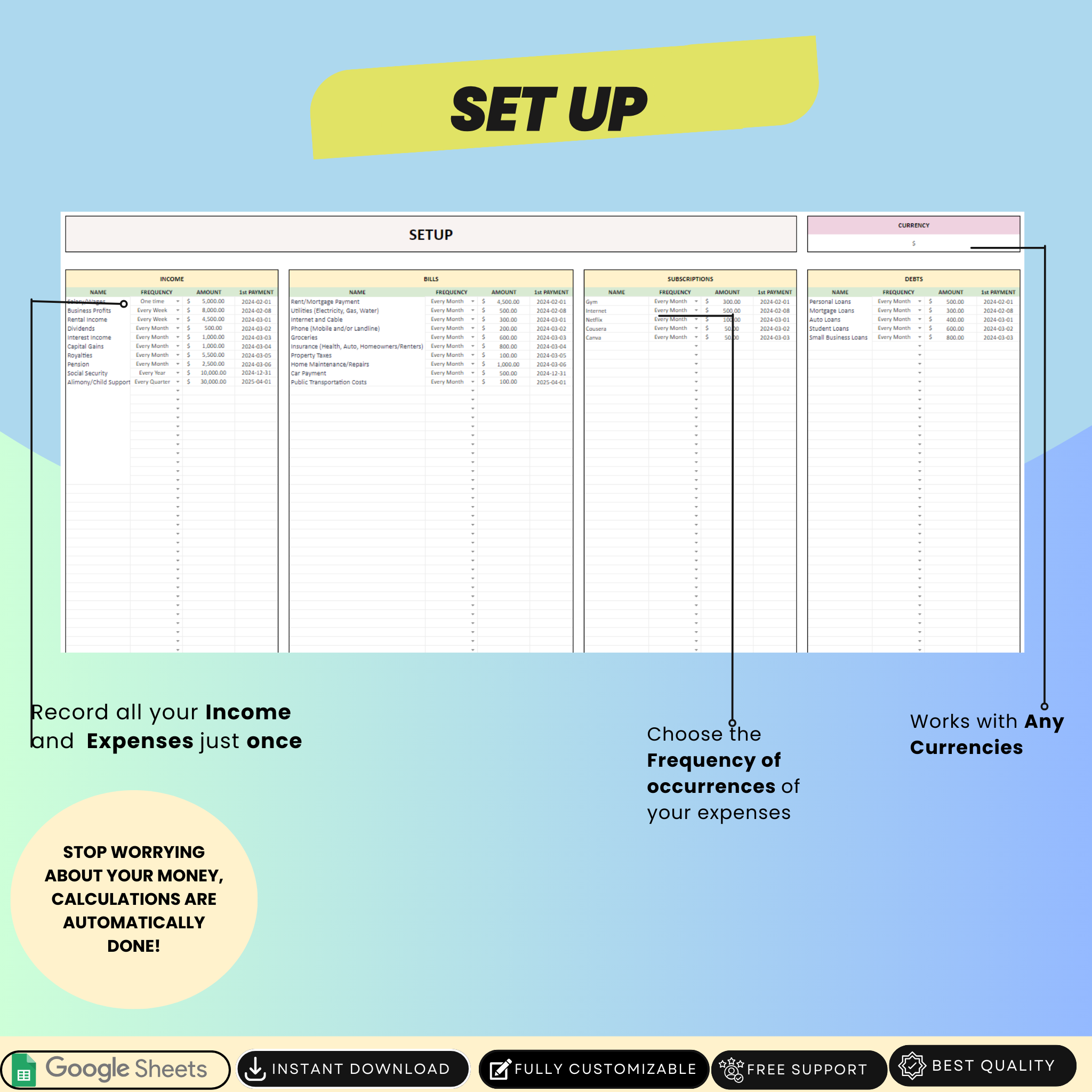 Ultimate Smart Bills Tracker Spreadsheet