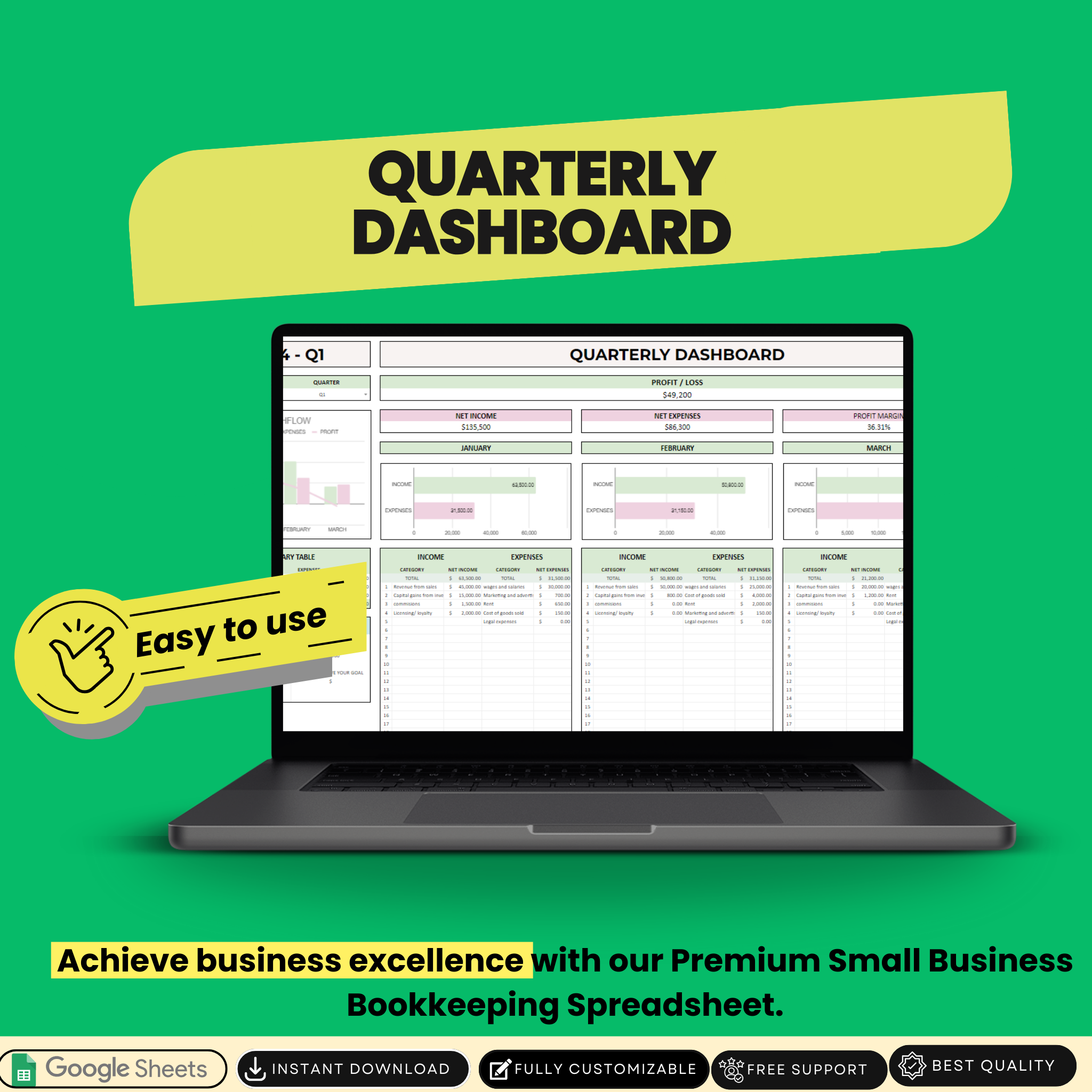 Premium Small Business Bookkeeping Spreadsheet