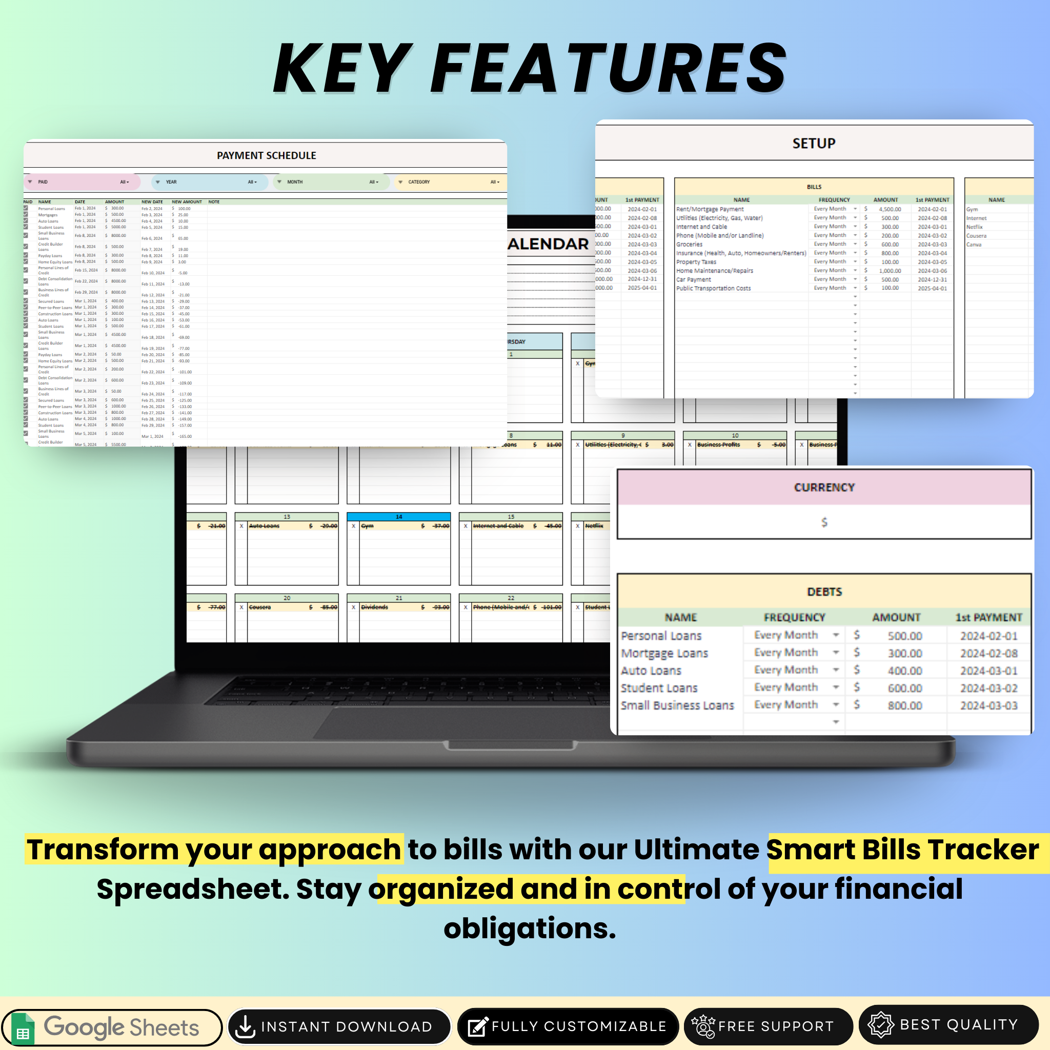 Ultimate Smart Bills Tracker Spreadsheet